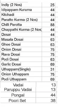 Sri Krishna Mess menu 2