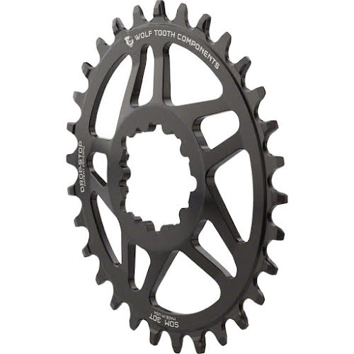 Wolf Tooth Powertrac Elliptical Direct Mount Drop-StopChainring 34T For SRAM BB30 Short Spindle Cranksets, Blac