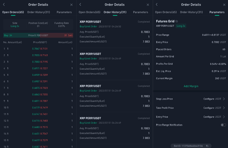 Open Grid Trading Bot Details Tab