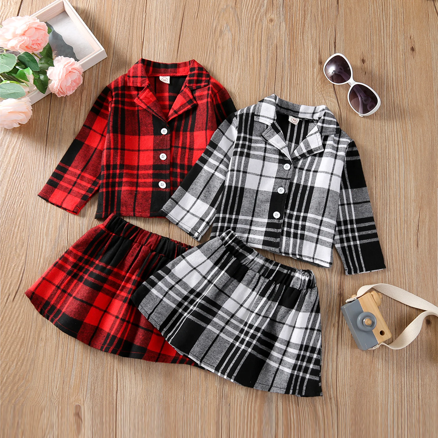 Title 2, Conjunto de dos piezas para niña con falda a cu...