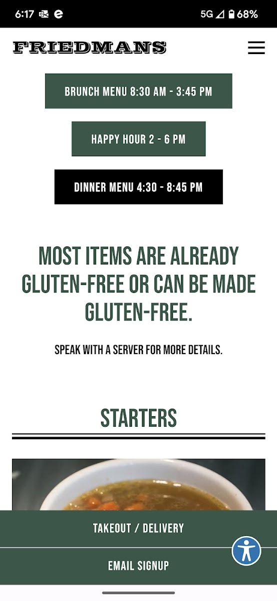 Gluten-Free at Friedman's Herald Square