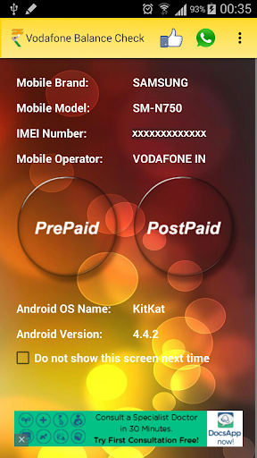 Vodafone Balance USSD Check
