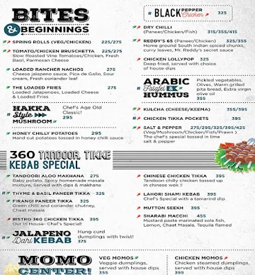 Bistro 360 menu 