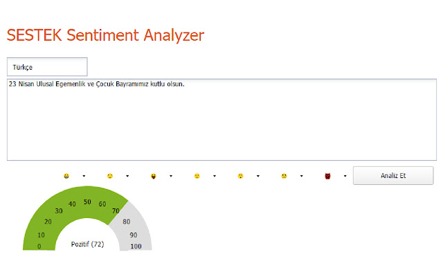 SESTEK Sentiment Analyzer screenshot