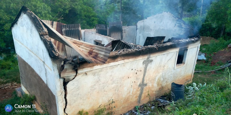 The house in which a 75-year-old granny was burnt by unknown people in Makueni county on Wednesday morning.