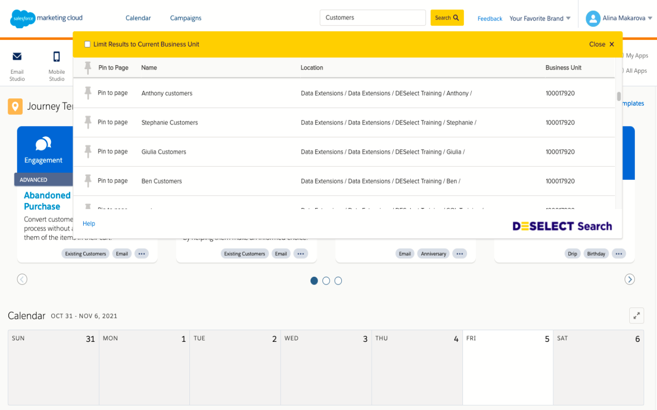 DESelect Search in Salesforce Marketing Cloud Preview image 3