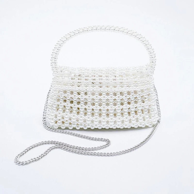 Dames witte imitatie parel handtas schoudertas crossbody, stijlvol en praktisch, ideaal voor dagelijks gebruik en speciale gelegenheden.