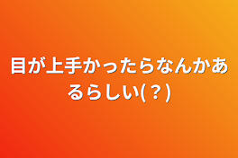 目が上手かったらなんかあるらしい(？)