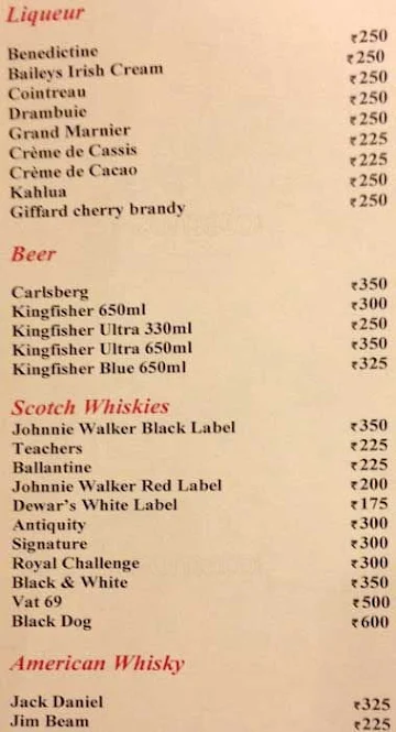 The Cochin Trader Bar - Trident Hotel menu 