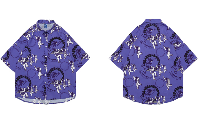 Retro Floral Full Print Short-Sleeved Street Fashion Street Lazy Couple Hong Kong Wind Ruffian Handsome Flower Shirt