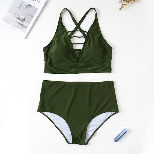 Title 17, Plus Size Solid Color Hollow Cross Shoulder Str...