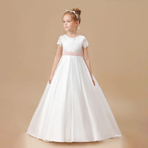 Title 6, Stylish White Satin Dress with Temperament. Per...