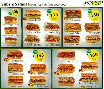 Subway menu 