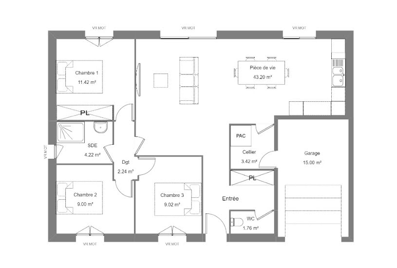 Vente Terrain + Maison - Terrain : 408m² - Maison : 80m² à Villeperdue (37260) 