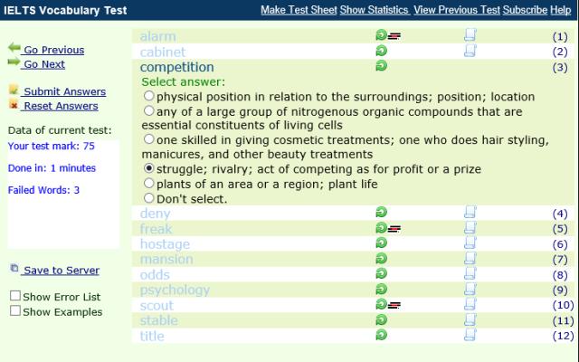 IELTS Vocabulary Test chrome extension