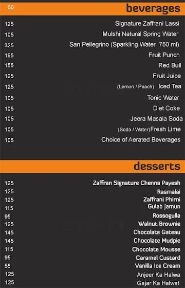 Zaffran menu 