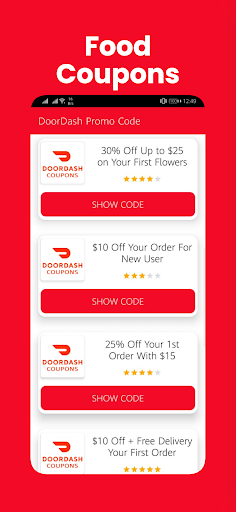 Screenshot Coupon For Doordash codes 50