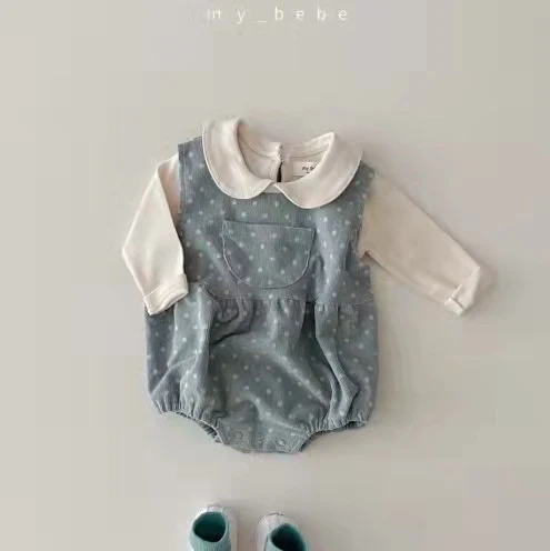 Baby-Polka-Dot-Fleece-Overall für Kinder, kuschelig warm, ideal zum Spielen und Schlafen, bequemer Einteiler für Babys und Kleinkinder.