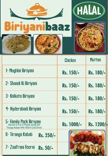 Biryanibaaz menu 