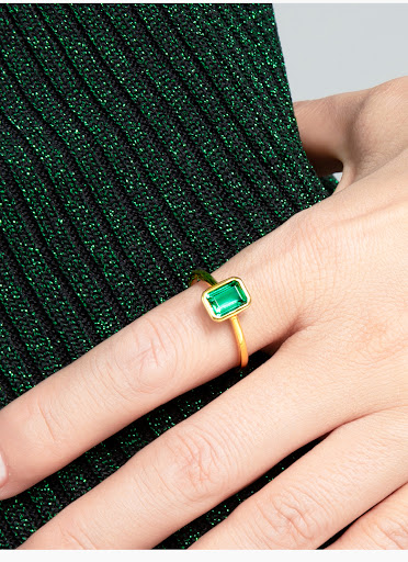 Title 3, Womens 925 Pure Silver Emerald Ring, Elegant J...