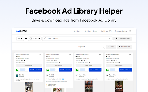 Facebook, TikTok Ad Library Helper