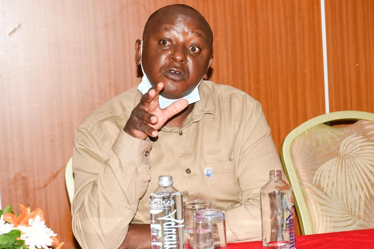 Executive Director Elephant Neighbor Centre Justus Nyamu during a press conference at Sarova Panafric hotel on Wednesday/ MERCY MUMO