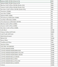 Cothas Coffee menu 1