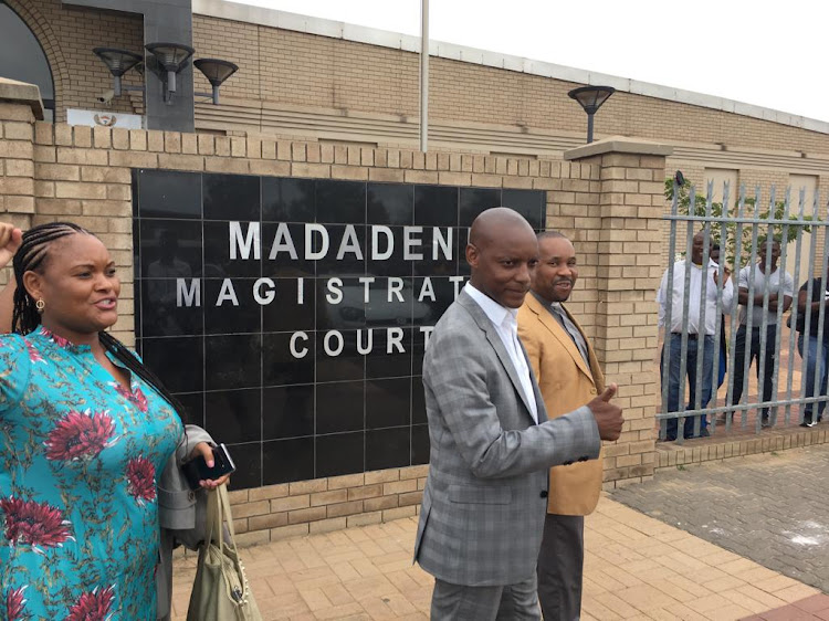 Newcastle mayor Ntuthuko Mahlaba, who is accused of murder, outside the Madedeni Magistrate's Court after being released on R20,000 bail in April.