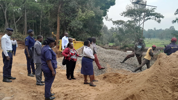 Officials drawn from the Nairobi County at the construction site. Image: Handout.