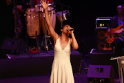 Simphiwe Dana performs at the memorial service of popular musician Gloria Bosman held at Soweto Theatre, Jabulani Soweto.