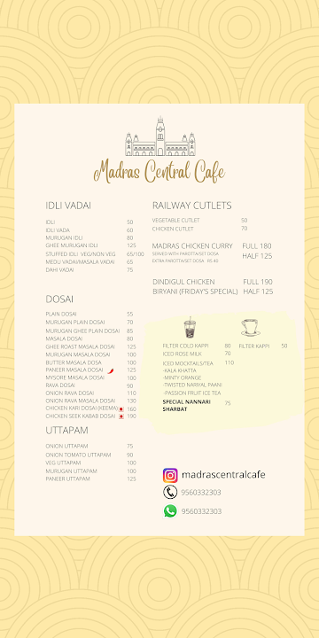 Madras Central Cafe menu 