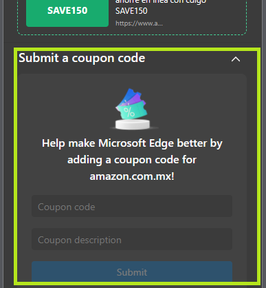 Agregar Cupones y descuento en Edge