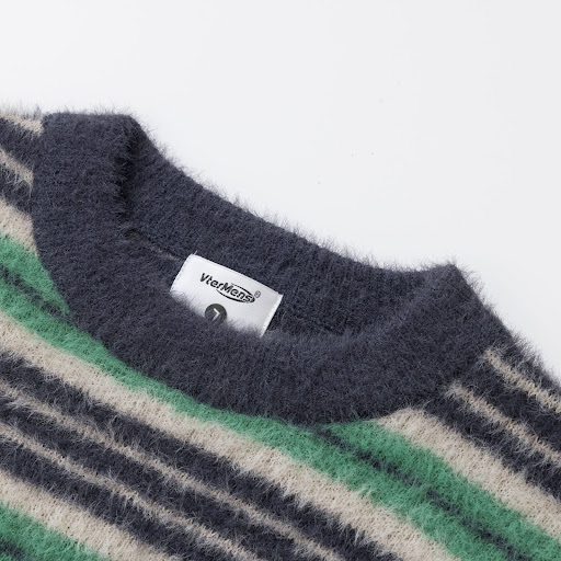 Title 17, Maychao Striped Round Neck Ripped Pullover Swea...