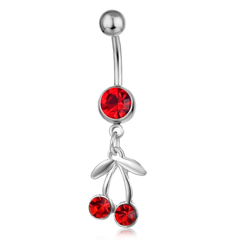 Anneau de nombril pendentif fruit cerise Bijoux piercing Design cerise fraîche et estivale Accessoire corporel pour un style unique et fruité
