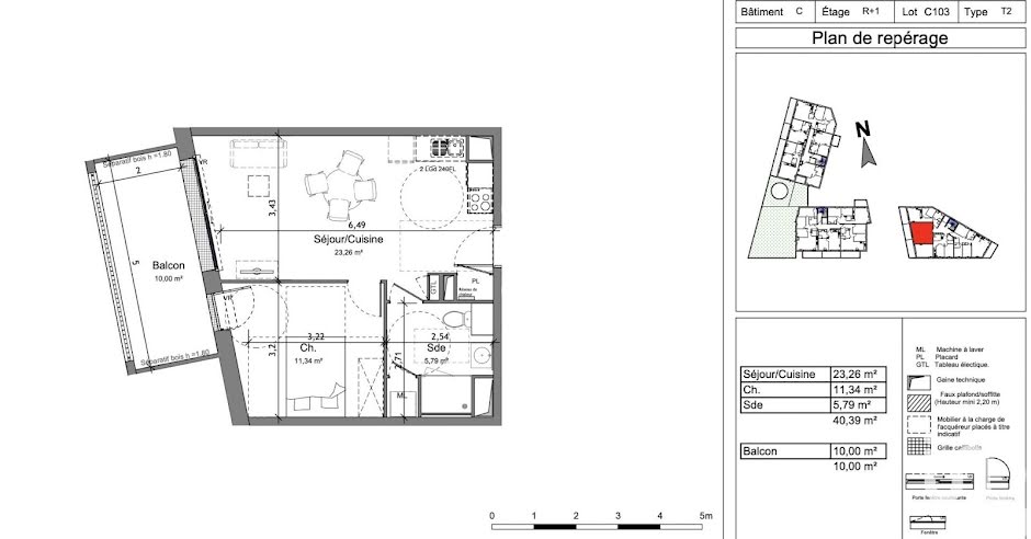 Vente appartement 2 pièces 40 m² à Angers (49000), 209 000 €