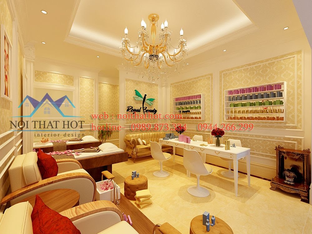 thiết kế cửa hàng nail và mi sang trọng