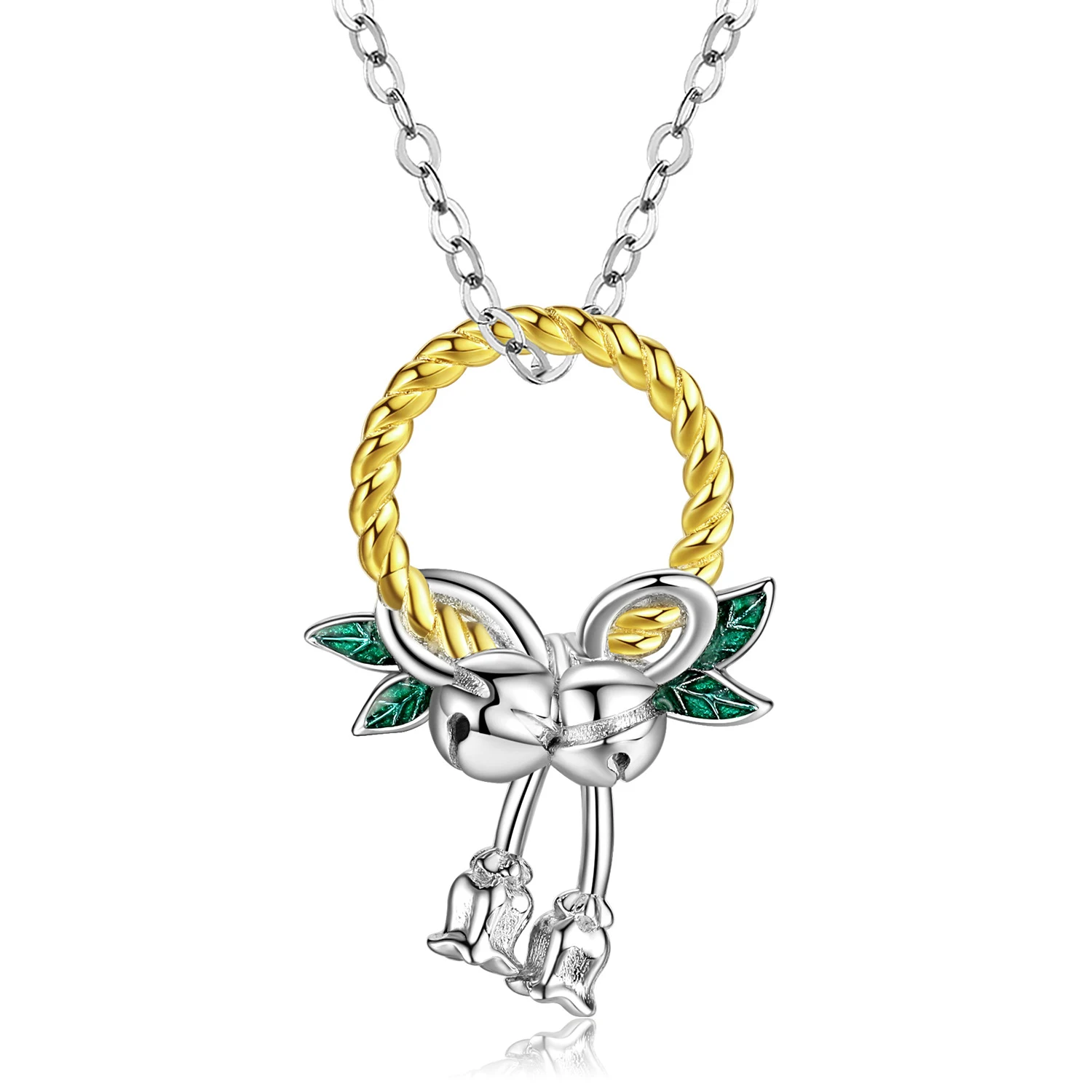 Title 1, S925 Collar de plata de ley con campana y coron...