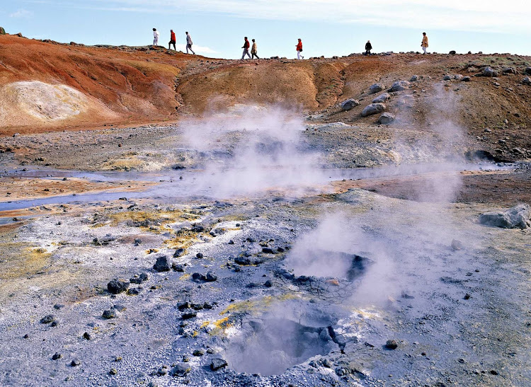 Sulfur pools, heated by the earth, at Namaskard in Iceland.