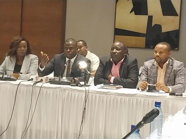 The Parliamentary Budget and Appropriations Committee members addressing the press at Hilton Gardnen Inn Hotel in Nairobi on May 31, 2023.