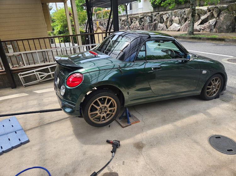 コペンの車高調・足回り交換・足回りリフレッシュ・DIY・ローダウンに関するカスタム事例の投稿画像1枚目