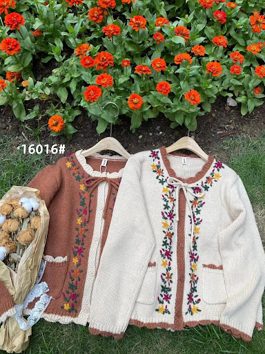 Title 2, SweaterVintage Embroidered Lace Up Knit Sweater...