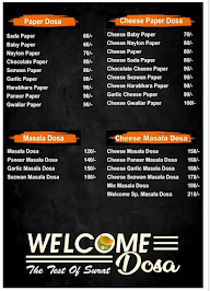 Welcome Fancy Chula Dosa menu 1