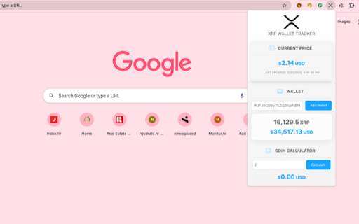 XRP Price/Wallet Tracker