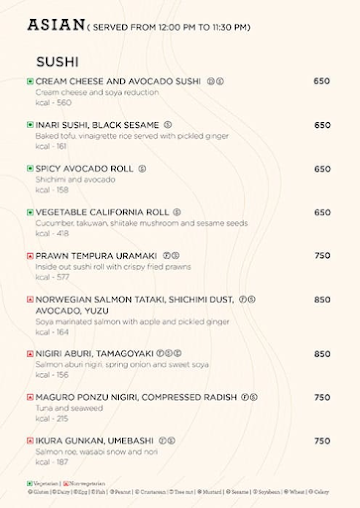 Sesame - Hyatt Centric menu 