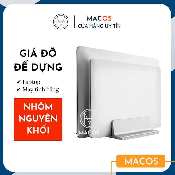 Giá Đỡ Đế Kẹp Để Macbook Laptop Máy Tính Bảng Ipad Surface Dạng Đứng Bằng Nhôm Nguyên Khối - Laptop Stand (Am01)