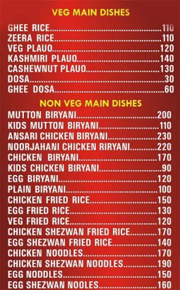 Biryani Cafe menu 