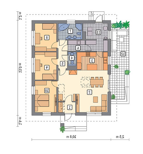 Dopasowany - wariant I - M261K - Rzut parteru