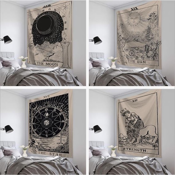 Decorz [Đẹp - Sẵn - Tặng Móc Treo] Tranh Vải Treo Tường Decor Phong Cách Bài Tarot