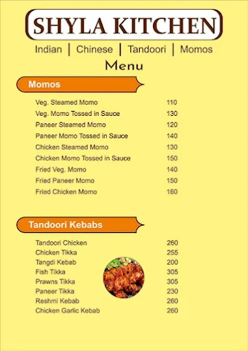 Shyla Kitchen menu 