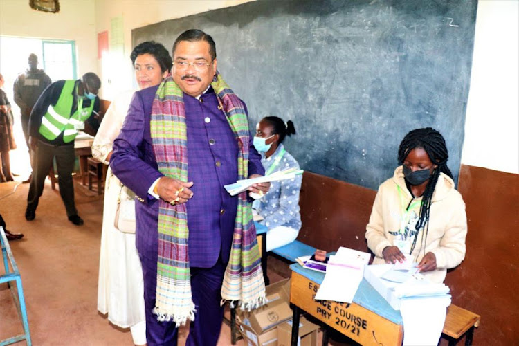 Kesses MP Dr Swarup Mishra when he voted at Hill school on August 9